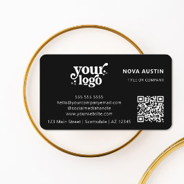 QR-Code-Business-Logo Beruflich Modernes Schwarz Visitenkarte