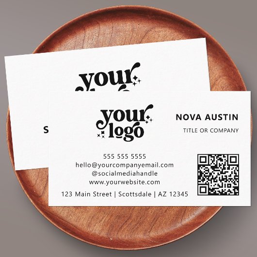 QR-Code-Business-Logo Beruflich Modernes Schwarz Visitenkarte