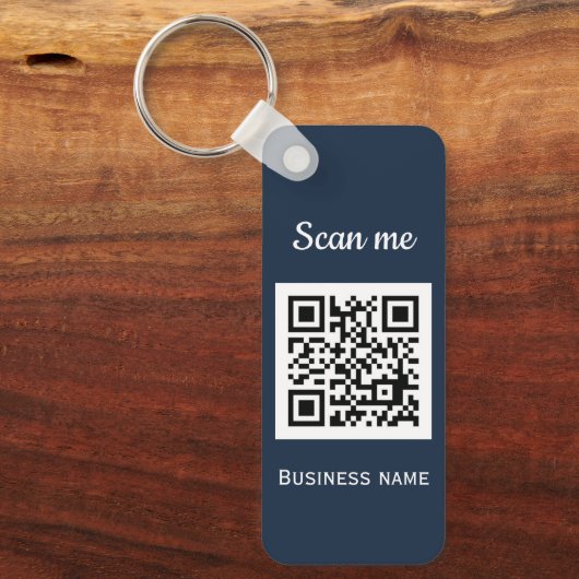 QR-Code-Business-Logo Beruflich Navy Blue Schlüsselanhänger (Vorderseite)