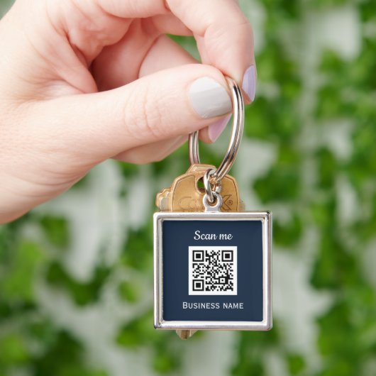 QR-Code-Business-Logo Beruflich Navy Blue Schlüsselanhänger (Hand)