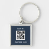 QR-Code-Business-Logo Beruflich Navy Blue Schlüsselanhänger (Vorne)