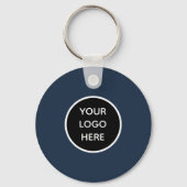 QR-Code-Business-Logo Beruflich Navy Blue Schlüsselanhänger (Rückseite)