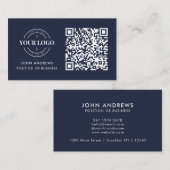 QR-Code-Business-Logo Beruflich Navy Blue Visitenkarte (Vorne/Hinten)