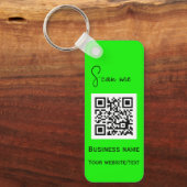 QR-Code-Business-Logo Beruflich Neongrün Schlüsselanhänger (Vorderseite)