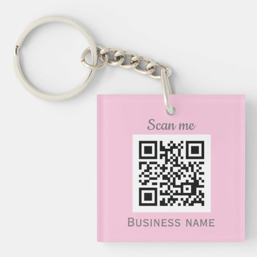 QR-Code-Business-Logo Beruflich Pink Girl Schlüsselanhänger (Vorderseite)