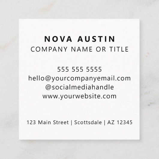 QR-Code-Business-Logo Beruflich Quadratische Visitenkarte (Rückseite)