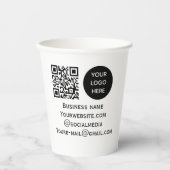 QR-Code-Business-Logo Beruflich Schwarz Pappbecher (Vorderseite)