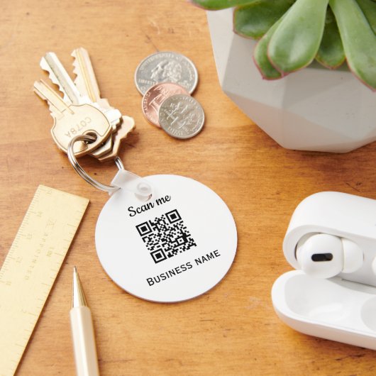 QR-Code-Business-Logo Beruflich Schwarz Schlüsselanhänger (Schreibtisch)