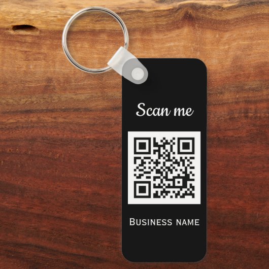 QR-Code-Business-Logo Beruflich Schwarz Schlüsselanhänger (Vorderseite)