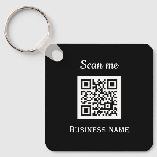 QR-Code-Business-Logo Beruflich Schwarz Schlüsselanhänger (Vorderseite)