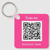 QR-Code-Business-Logo Berufliche Hot-Pink-Girl Schlüsselanhänger (Vorderseite)