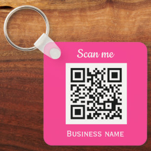 QR-Code-Business-Logo Berufliche Hot-Pink-Girl Schlüsselanhänger