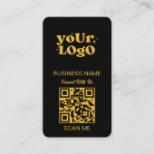 QR-Code-Business-Logo | Black Gold Modern Visitenkarte (Vorderseite)