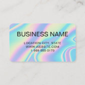 QR-Code-Business-Logo | Black Holographic Modern Visitenkarte (Rückseite)