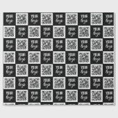QR Code Business Logo Black Minimalist Business Geschenkpapier (Flach)