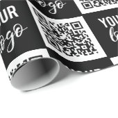 QR Code Business Logo Black Minimalist Business Geschenkpapier (Rolleneckpunkt)