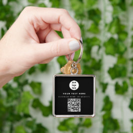 QR Code Business Logo Black Minimalist Business Schlüsselanhänger