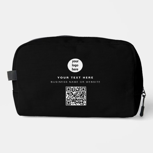 QR Code Business Logo Black Minimalist Business Waschbeutel (Vorderseite)