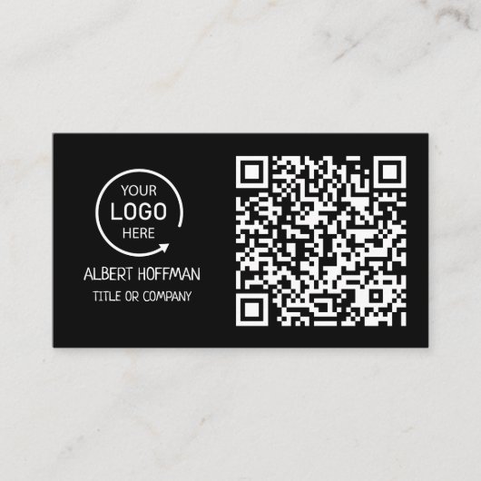 QR-Code-Business-Logo | Black Modern Beruflich Telefonnummerkarte (Vorderseite)