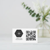 QR-Code-Business-Logo | Black Modern Beruflich Visitenkarte (Stehend Vorderseite)