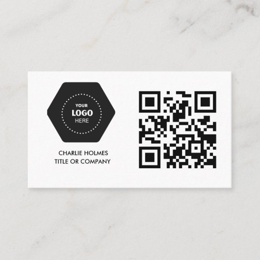 QR-Code-Business-Logo | Black Modern Beruflich Visitenkarte (Vorderseite)