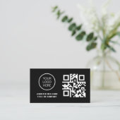QR-Code-Business-Logo | Black Modern Beruflich Visitenkarte (Stehend Vorderseite)