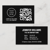 QR-Code-Business-Logo | Black Modern Beruflich Visitenkarte (Vorne/Hinten)