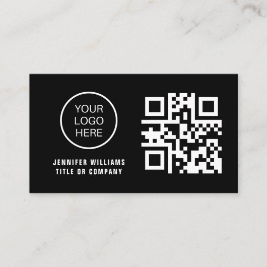 QR-Code-Business-Logo | Black Modern Beruflich Visitenkarte (Vorderseite)