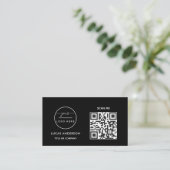 QR-Code-Business-Logo | Black Modern Beruflich Visitenkarte (Stehend Vorderseite)