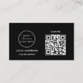 QR-Code-Business-Logo | Black Modern Beruflich Visitenkarte (Vorderseite)
