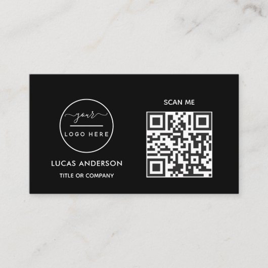 QR-Code-Business-Logo | Black Modern Beruflich Visitenkarte (Vorderseite)