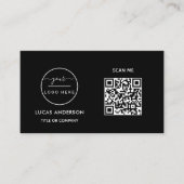 QR-Code-Business-Logo | Black Modern Beruflich Visitenkarte (Vorderseite)