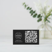 QR-Code-Business-Logo | Black Modern Beruflich Visitenkarte (Stehend Vorderseite)