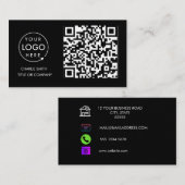 QR-Code-Business-Logo | Black Modern Beruflich Visitenkarte (Vorne/Hinten)