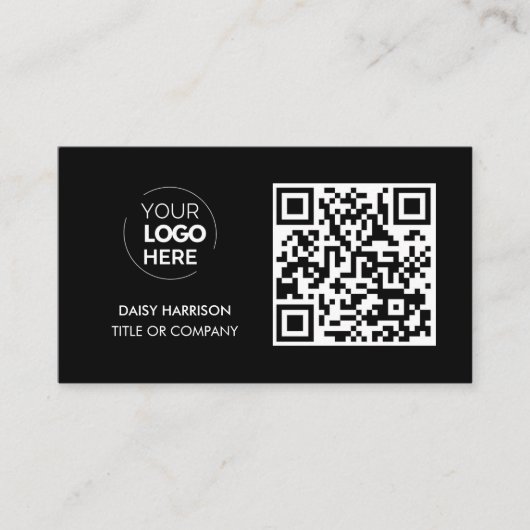 QR-Code-Business-Logo | Black Modern Beruflich Visitenkarte (Vorderseite)