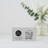 QR-Code-Business-Logo | Black Modern Beruflich Visitenkarte (Stehend Vorderseite)