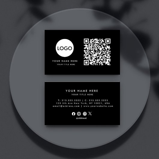 QR-Code-Business-Logo | Black Modern Beruflich Visitenkarte
