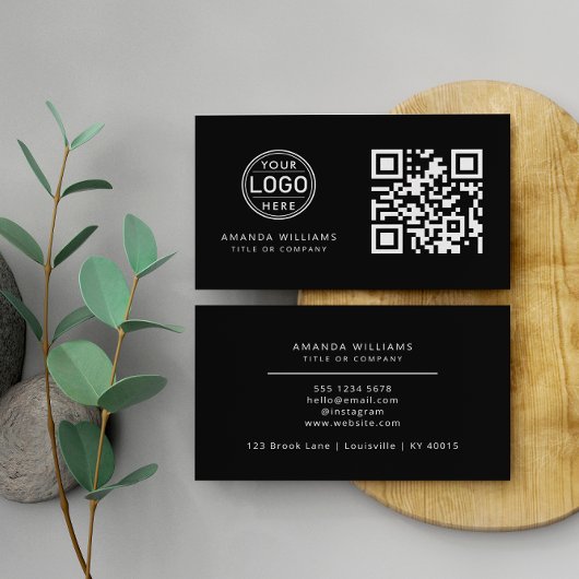 QR-Code-Business-Logo | Black Modern Beruflich Visitenkarte
