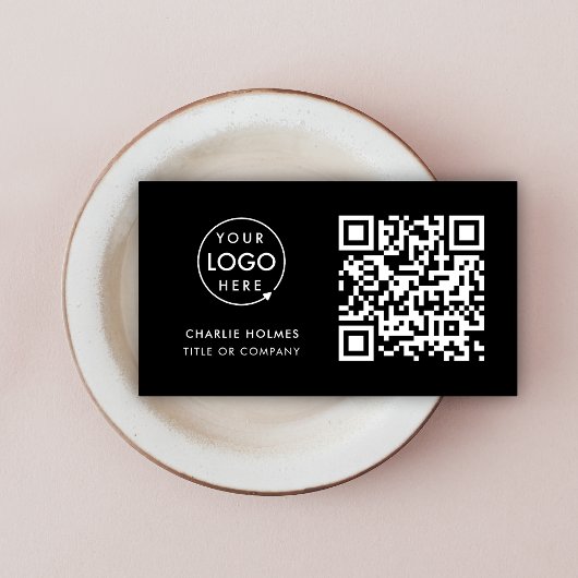 QR-Code-Business-Logo | Black Modern Beruflich Visitenkarte