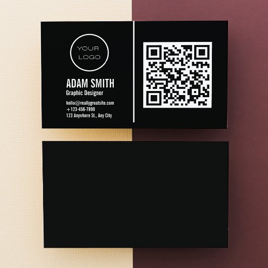 QR-Code-Business-Logo | Black Modern Beruflich Visitenkarte