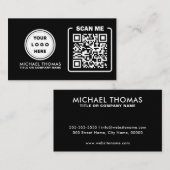 QR-Code-Business-Logo | Black Modern Beruflich Visitenkarte (Vorne/Hinten)