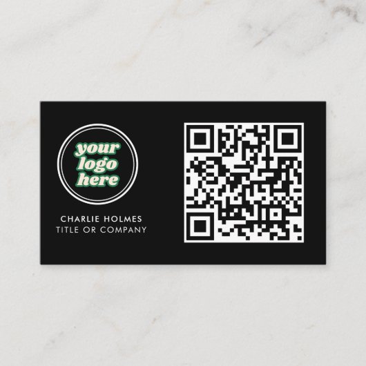QR-Code-Business-Logo | Black Modern Beruflich Visitenkarte (Vorderseite)