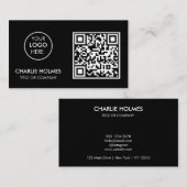 QR-Code-Business-Logo | Black Modern Beruflich Visitenkarte (Vorne/Hinten)