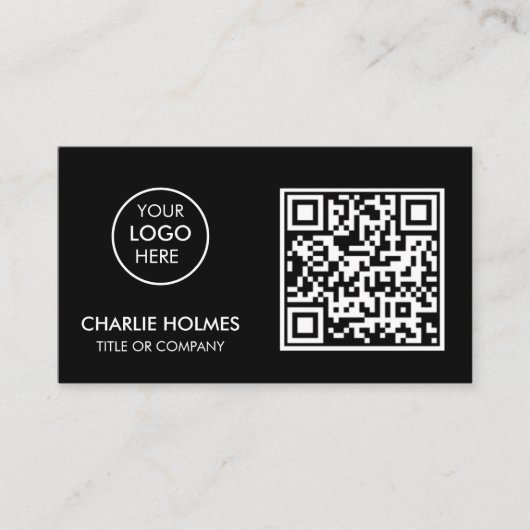 QR-Code-Business-Logo | Black Modern Beruflich Visitenkarte (Vorderseite)