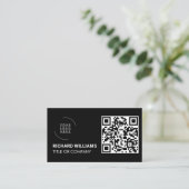 QR-Code-Business-Logo | Black Modern Beruflich Visitenkarte (Stehend Vorderseite)