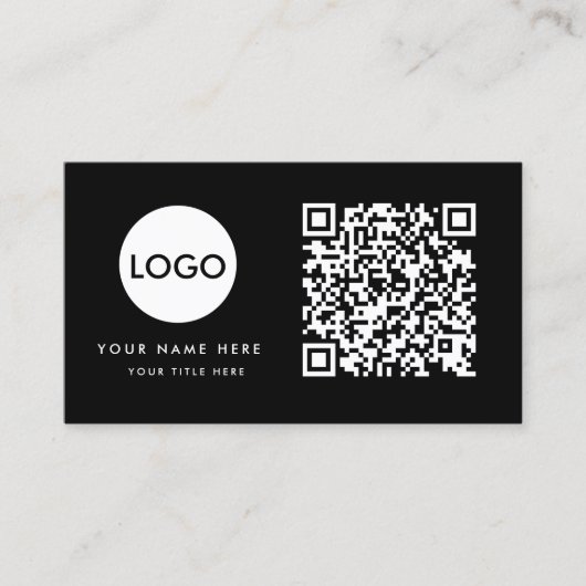 QR-Code-Business-Logo | Black Modern Beruflich Visitenkarte (Vorderseite)