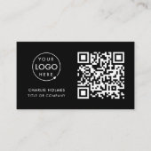 QR-Code-Business-Logo | Black Modern Beruflich Visitenkarte (Vorderseite)