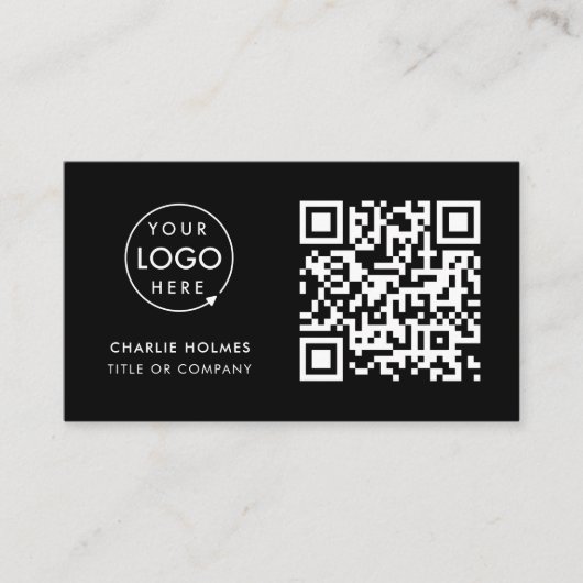 QR-Code-Business-Logo | Black Modern Beruflich Visitenkarte (Vorderseite)