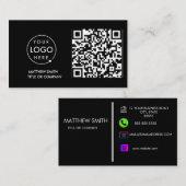 QR-Code-Business-Logo | Black Modern Beruflich Visitenkarte (Vorne/Hinten)