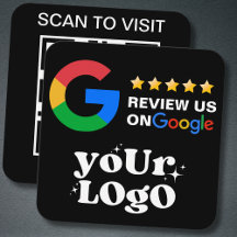 QR Code Business Logo Black Modern Google Review